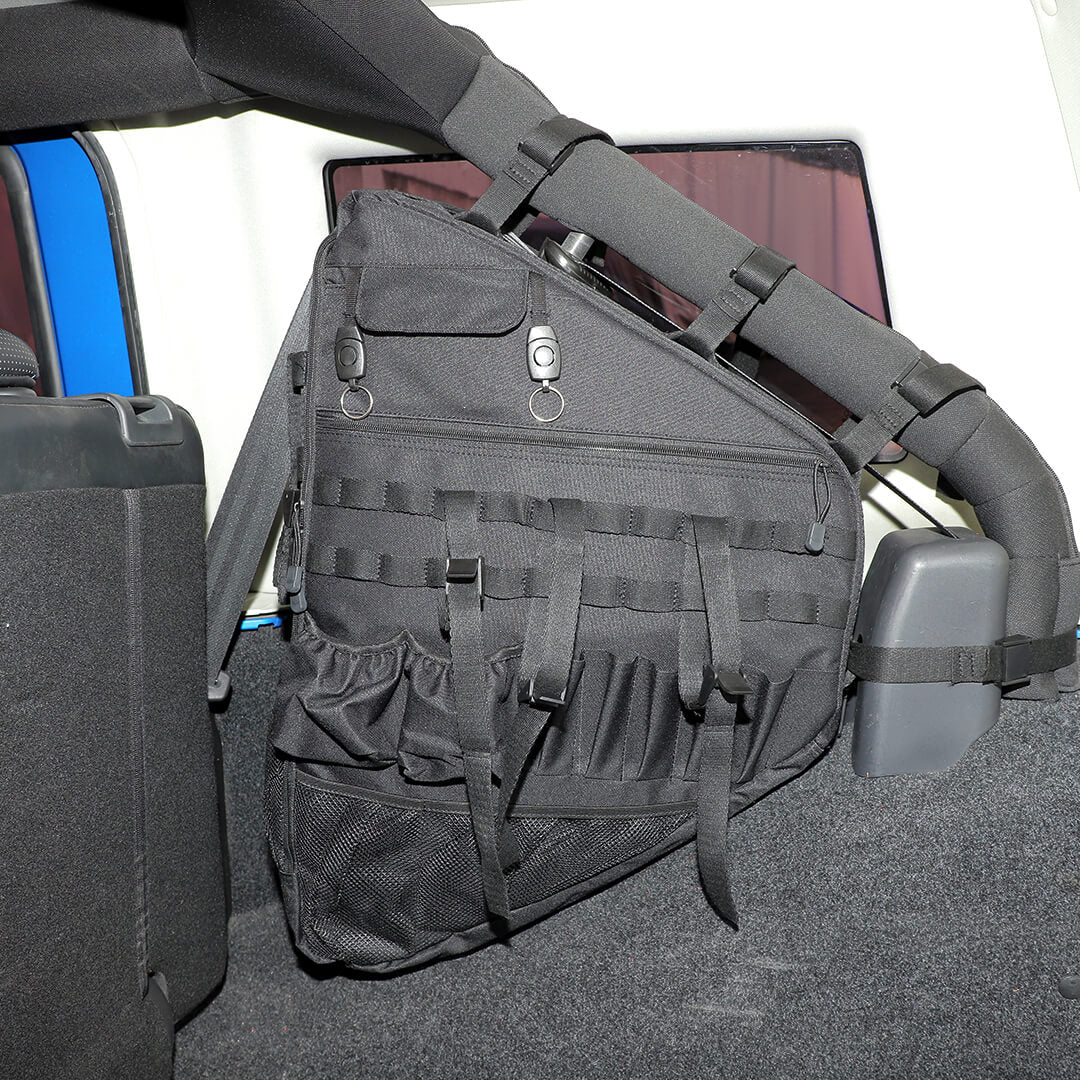 For Jeep Wrangler JKU JLU Interior Car Rear Trunk Multi-Pockets Roll Cage Bar Storage Bag (2 pcs) - Image 4
