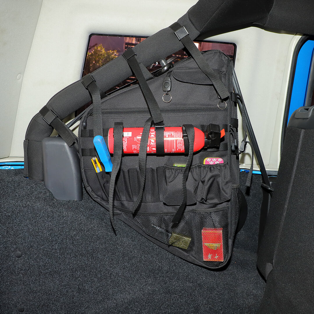 For Jeep Wrangler JKU JLU Interior Car Rear Trunk Multi-Pockets Roll Cage Bar Storage Bag (2 pcs) - Image 5