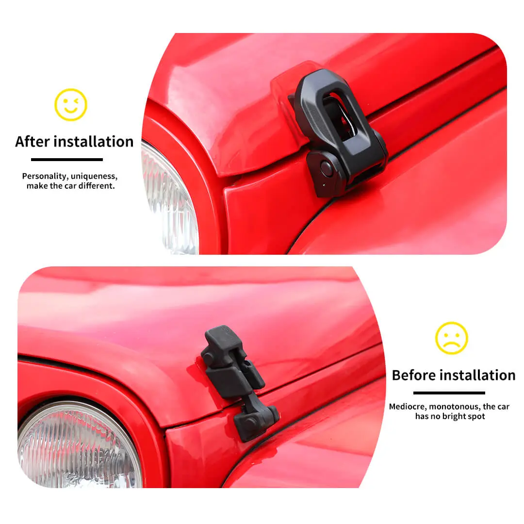 For Jeep Wrangler JK/JL/JT Engine Hood Catch Latch Buckle Bracket Lock (2 pcs) - Image 2