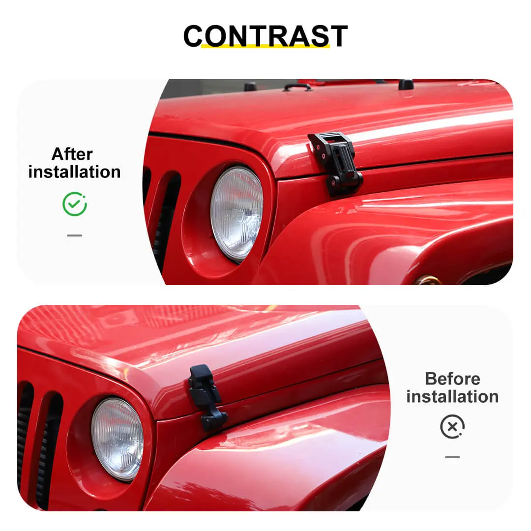 For Jeep Wrangler JK JL JT Exterior Engine Hood Latch Catch Buckle Lock (2 pcs) - Image 2