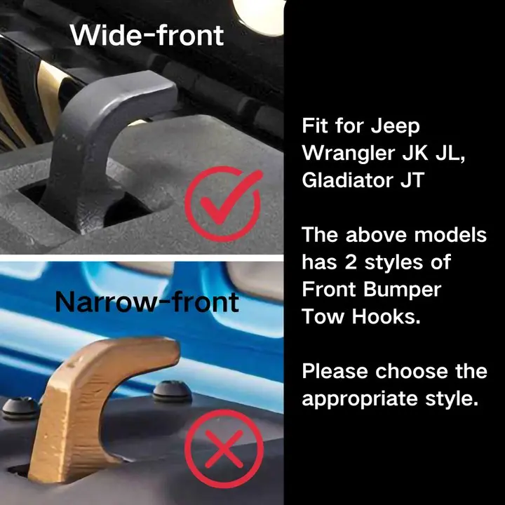 For Jeep Wrangler JK, JL & Gladiator JT Front Bumper Tow Hook Cover Trim Wide Style - Image 2