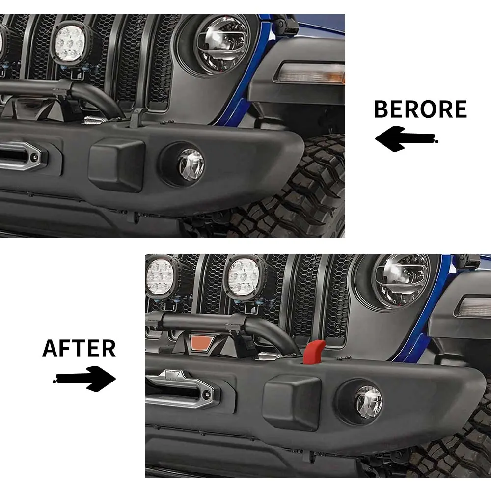 For Jeep Wrangler JK, JL & Gladiator JT Front Bumper Tow Hook Cover Trim Wide Style - Image 3