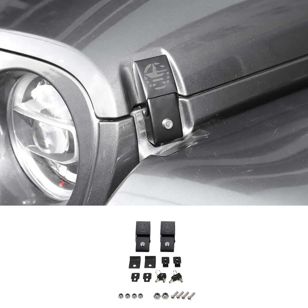 For Jeep Wrangler JK/JL/JT Lockable Hood Latches Buckle Catch Fixed (2 pcs)