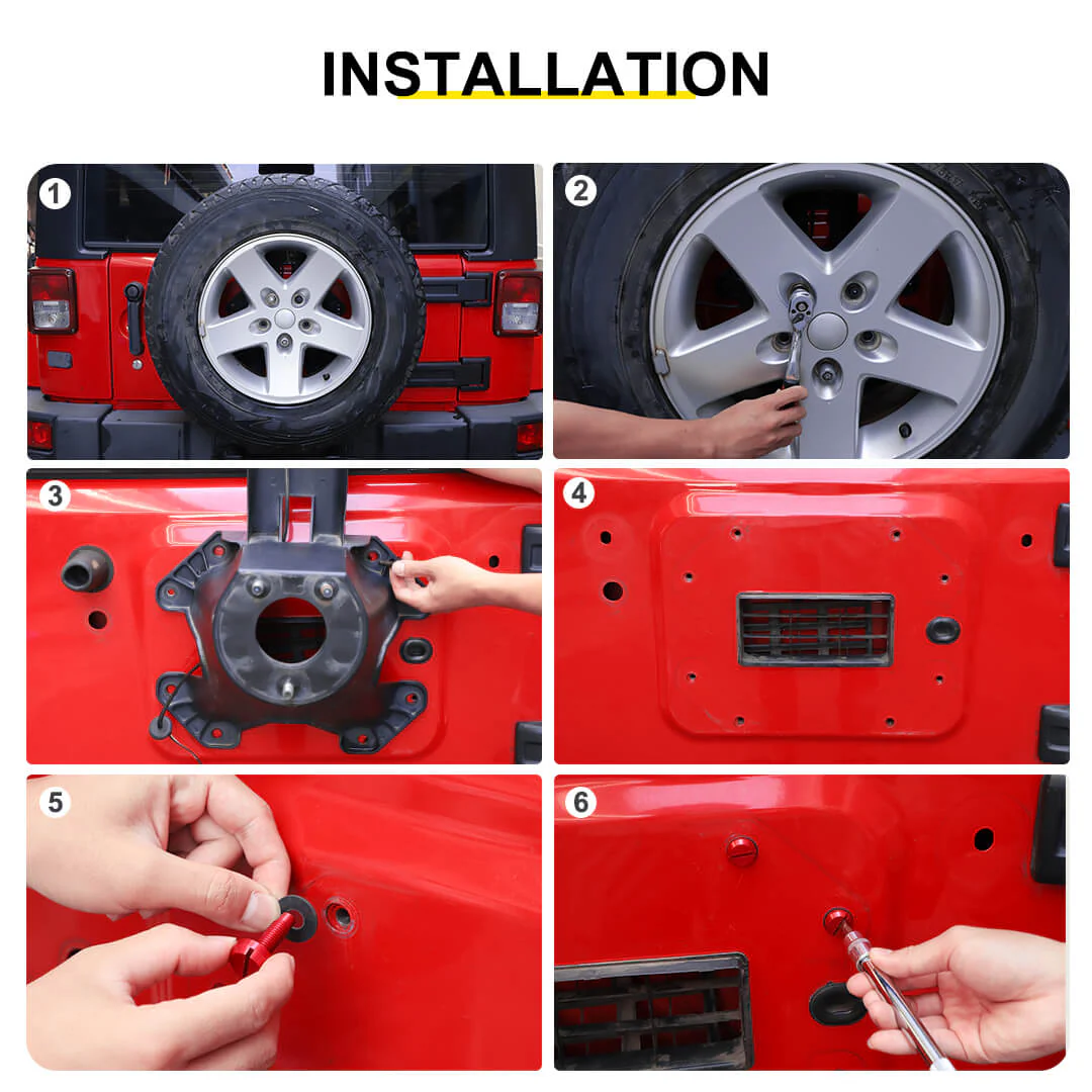 For Jeep Wrangler JK JL Rear Tailgate Spare Tire Bumper Screws Bolts Kit (8 pcs) - Image 8