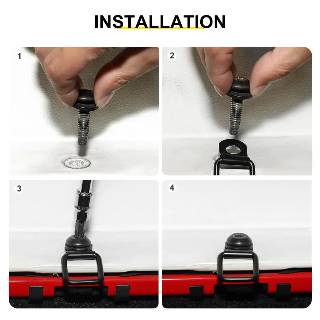 For Jeep Wrangler JK JL TJ Hardtop Tie-Down D-Ring Anchors - Image 8
