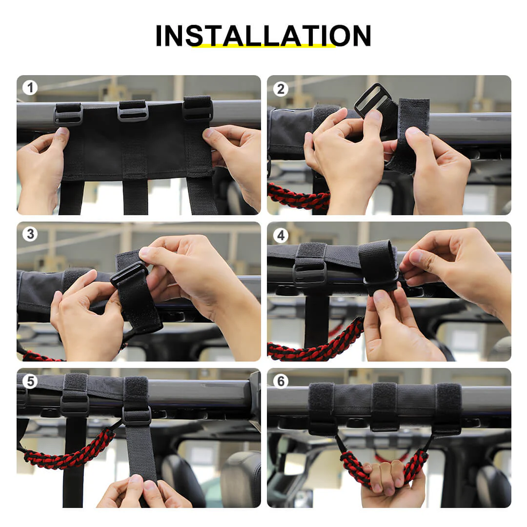 For Jeep Wrangler JK JL TJ JT Car Top Roll Bar Grip Grab Pull Handle Accessories 4 (pcs) - Image 8