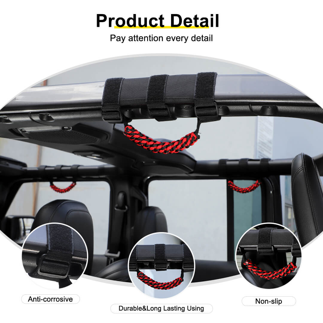 For Jeep Wrangler JK JL TJ JT Car Top Roll Bar Grip Grab Pull Handle Accessories 4 (pcs) - Image 9
