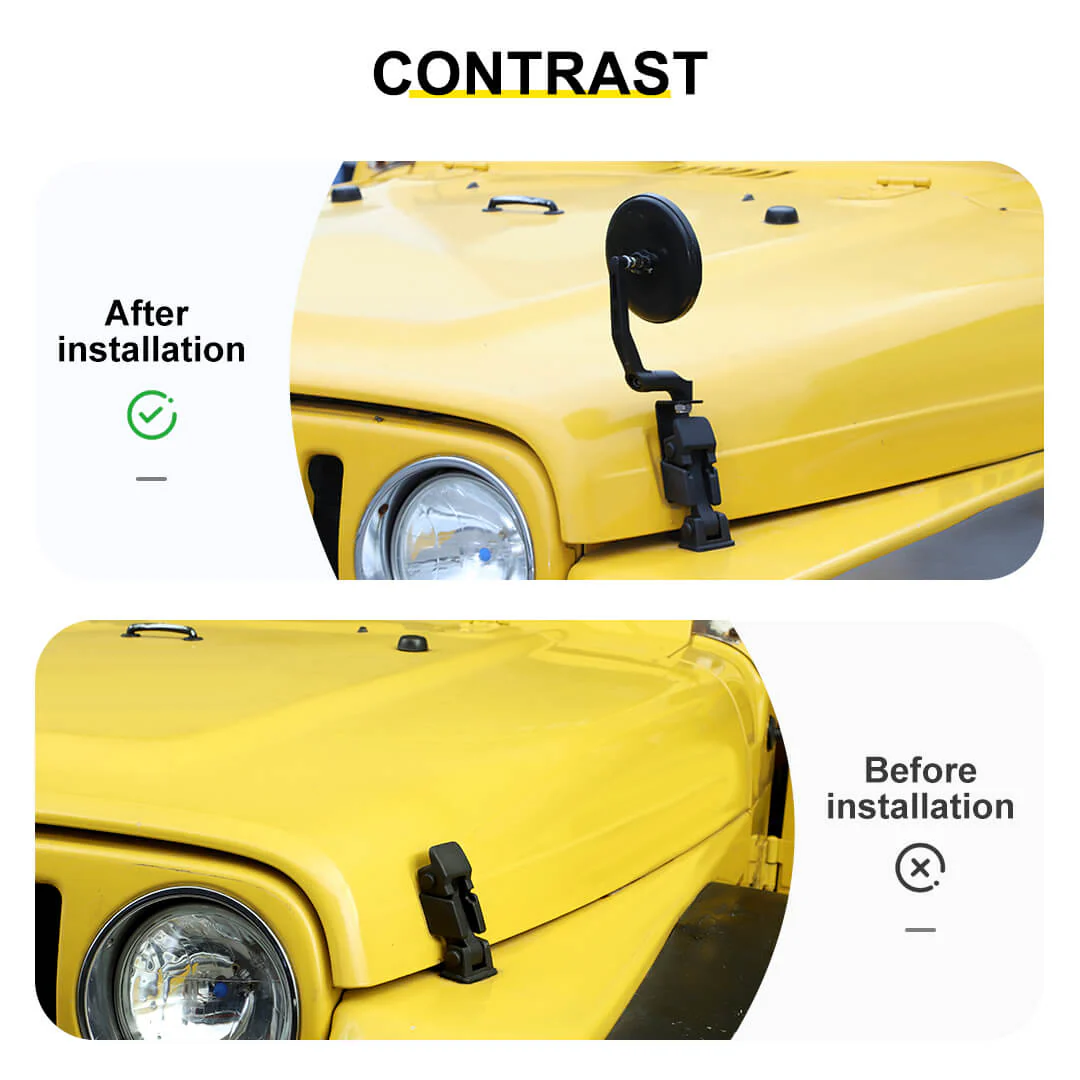 For Jeep Wrangler JK TJ Engine Hood Latches Mount Sand Board Rearview Mirror - Image 2