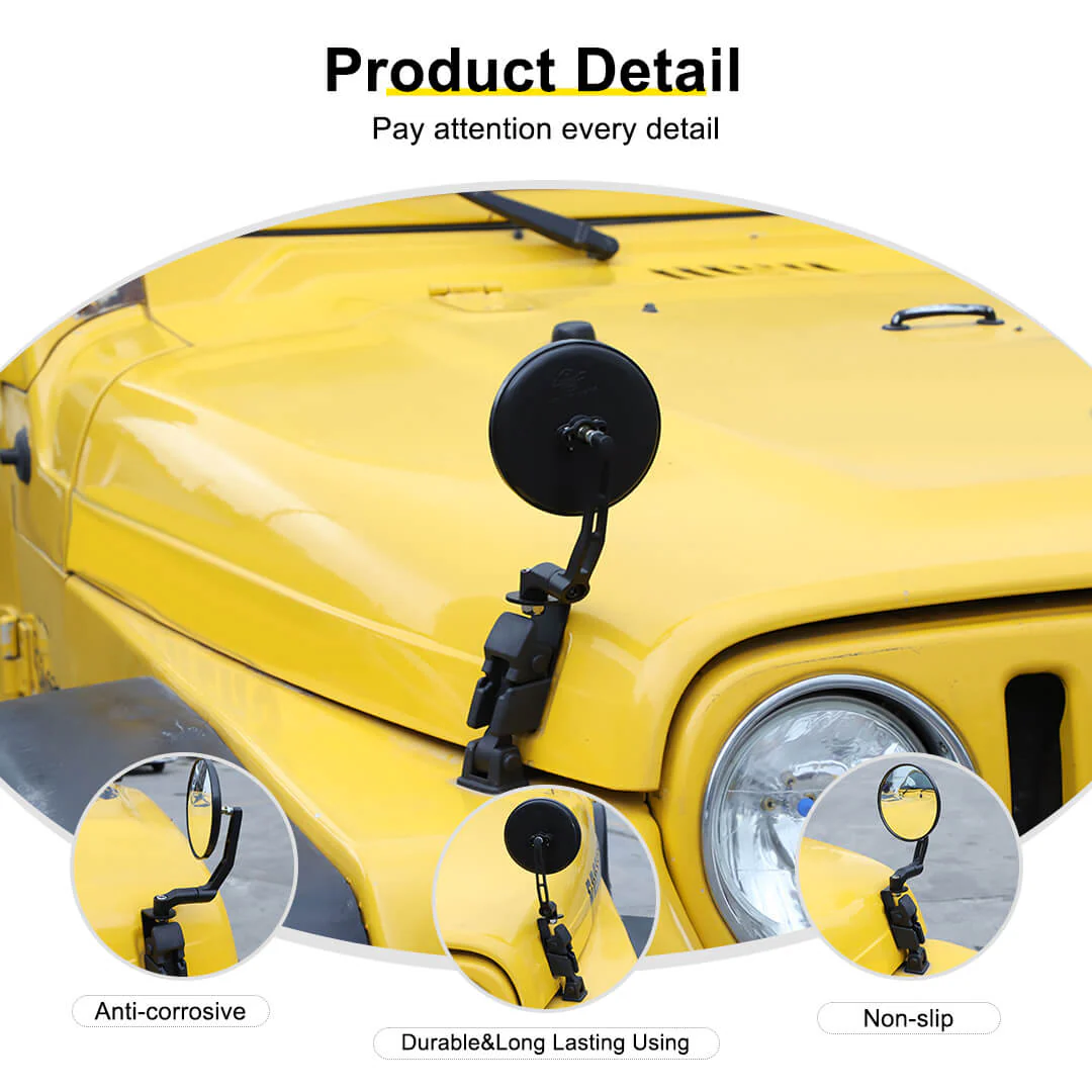 For Jeep Wrangler JK TJ Engine Hood Latches Mount Sand Board Rearview Mirror - Image 7
