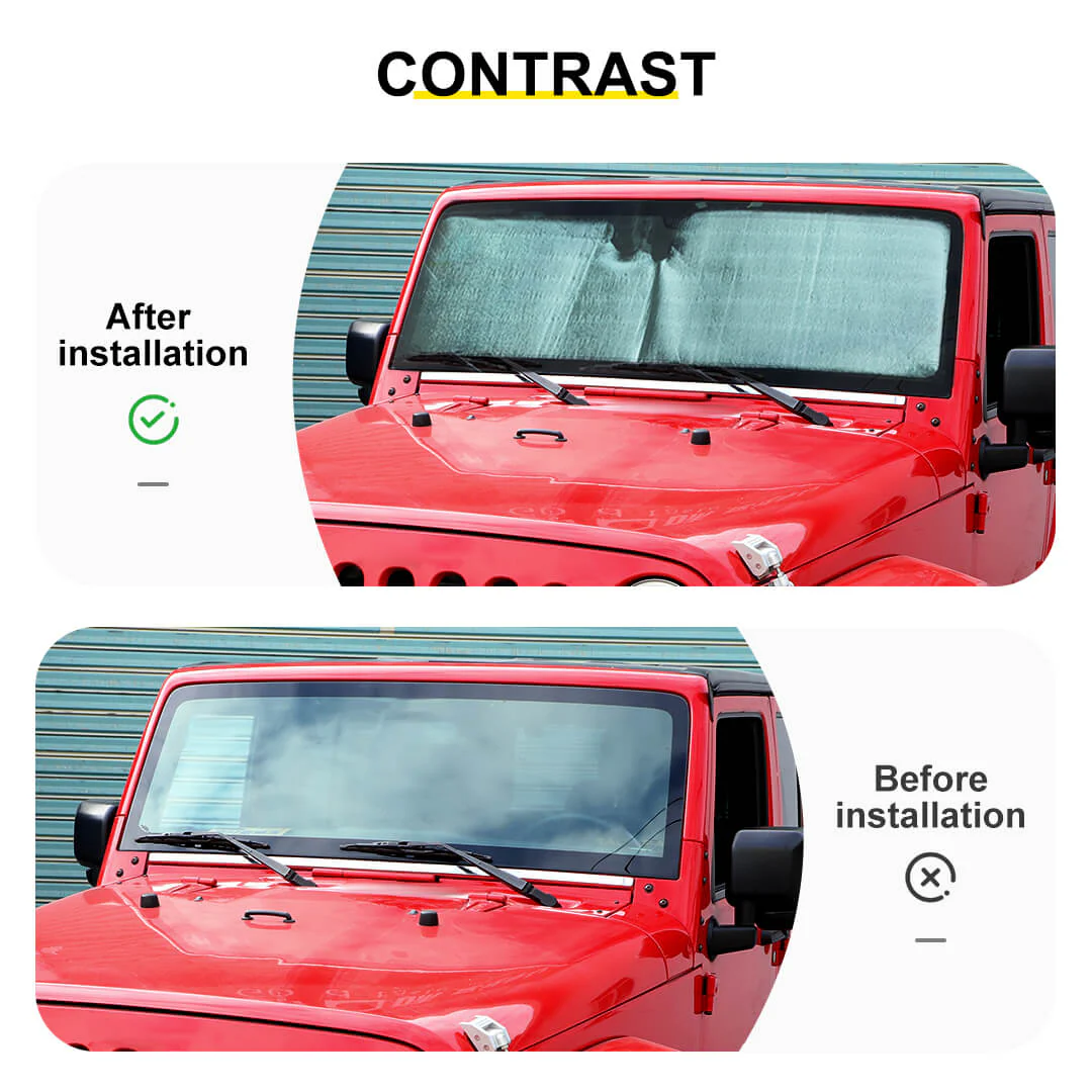 For Jeep Wrangler JK TJ Front Windshield Sunshade Sun Shade Heat Shield Sun Visor Mat - Image 2