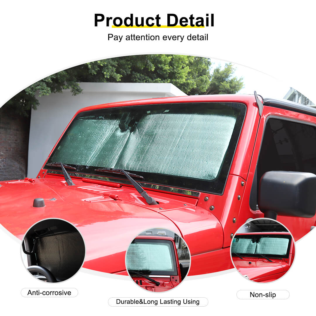 For Jeep Wrangler JK TJ Front Windshield Sunshade Sun Shade Heat Shield Sun Visor Mat - Image 6