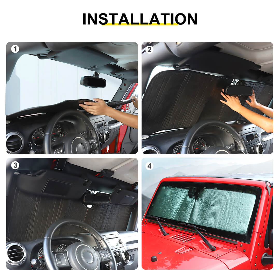 For Jeep Wrangler JK TJ Front Windshield Sunshade Sun Shade Heat Shield Sun Visor Mat - Image 7