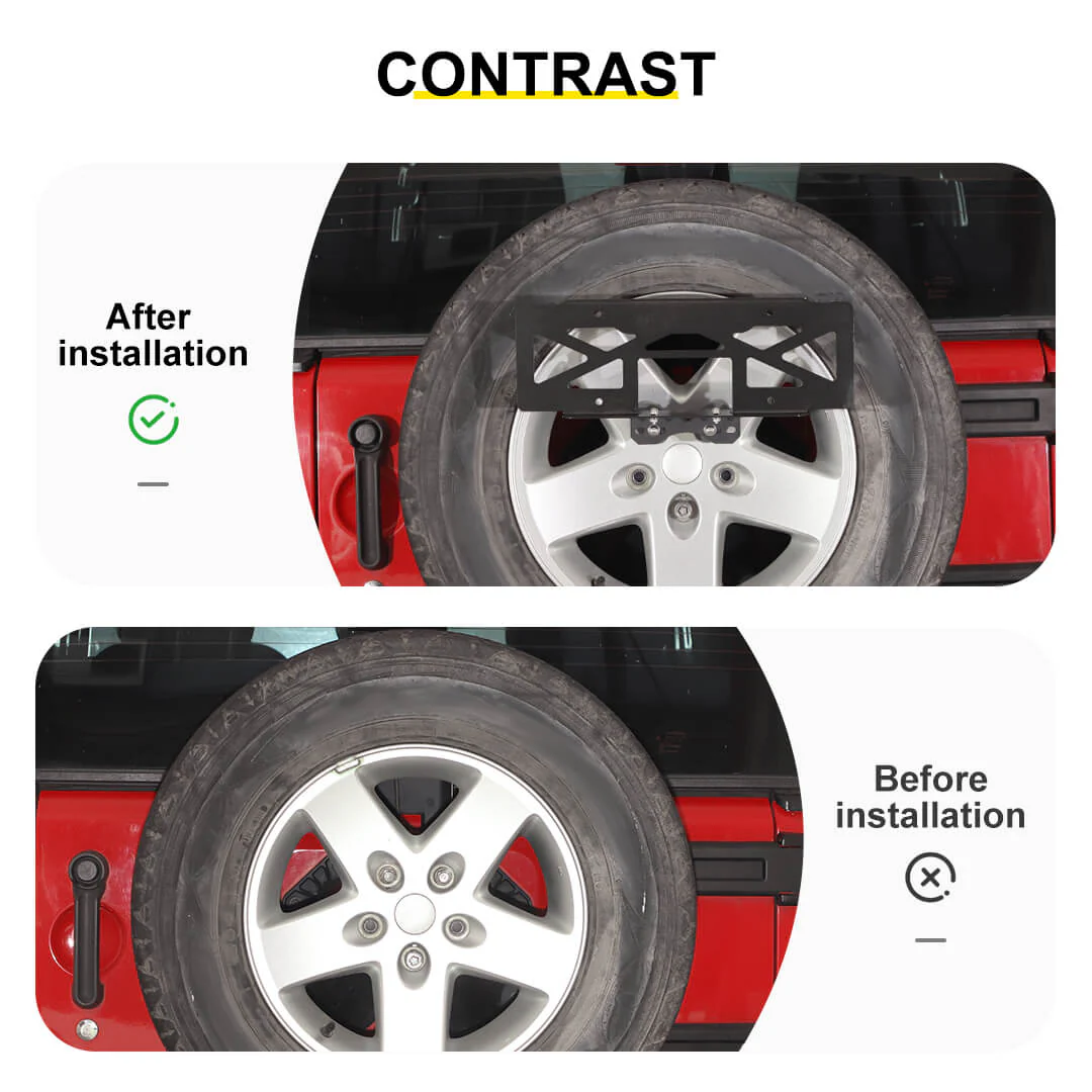For Jeep Wrangler JK TJ Rear Tailgate Spare Tire License Plate Holder Accessories - Image 2