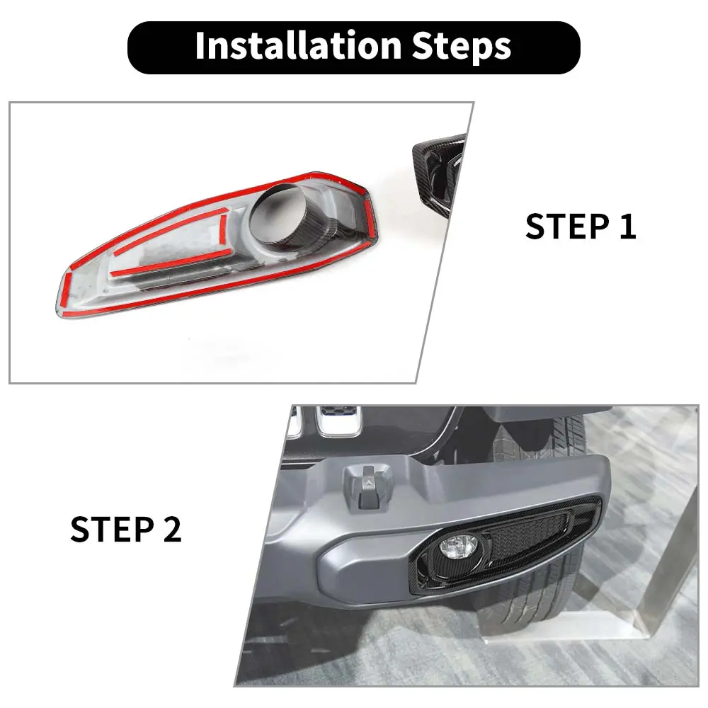 For 2018+ Jeep Wrangler JL/Gladiator JT Front Fog Lamp Light Trim Bezels - Image 7