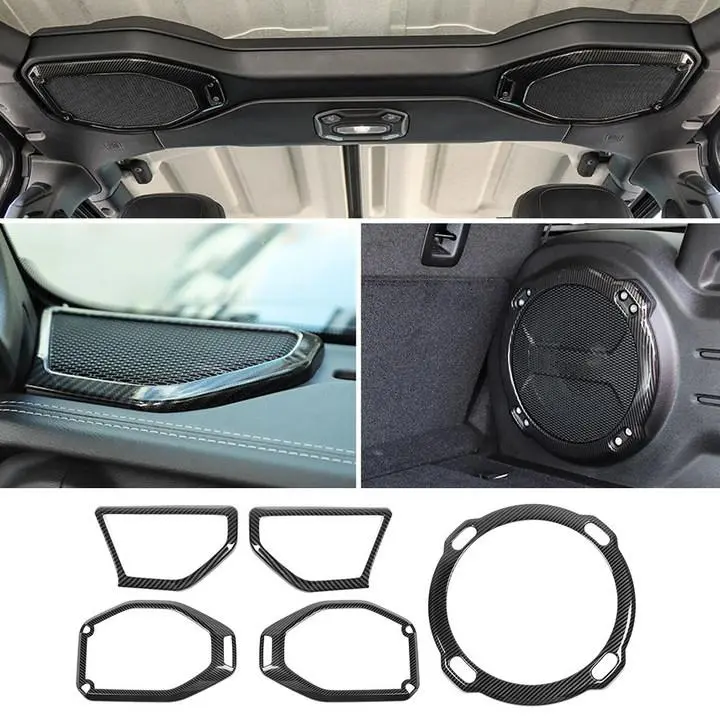 For 2018-2023 Jeep Wrangler JL Rubicon A-pillar &Roof &Trunk Speaker Cover Trim