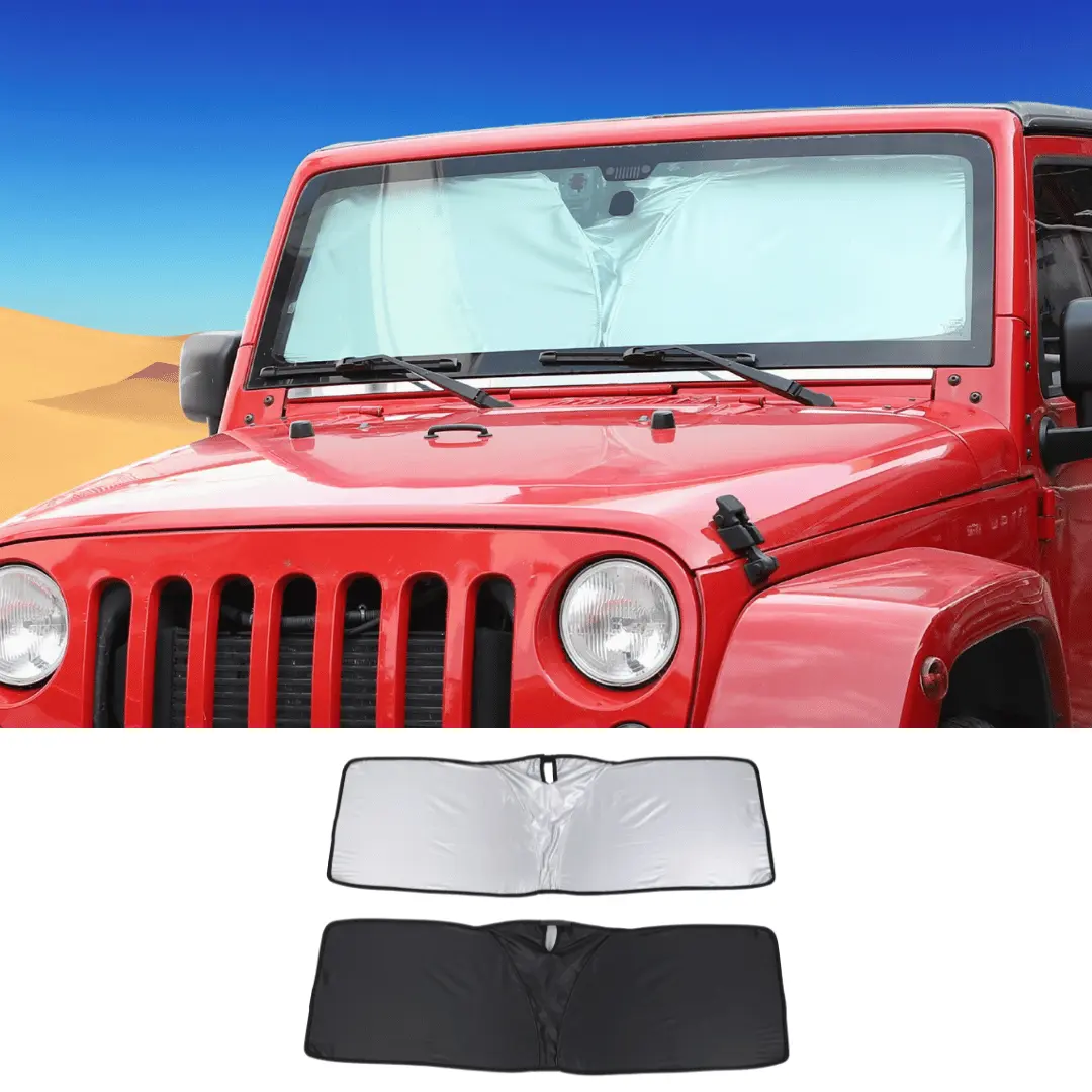 For Jeep Wrangler TJ JK JL JT Front Windshield Sunshade – UV Protection Heat Shield Visor for Car Interior