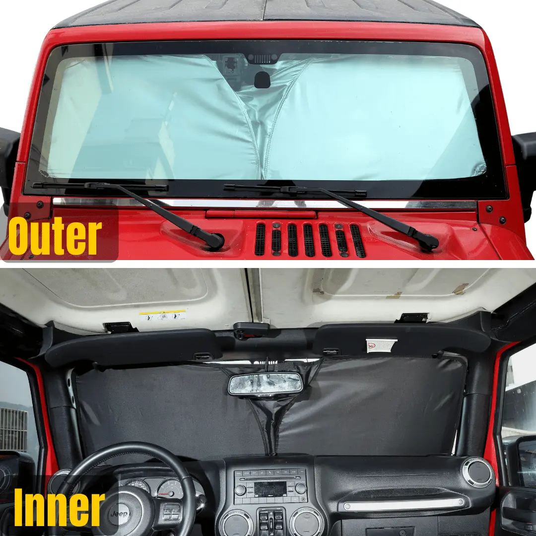 For Jeep Wrangler TJ JK JL JT Front Windshield Sunshade – UV Protection Heat Shield Visor for Car Interior - Image 2