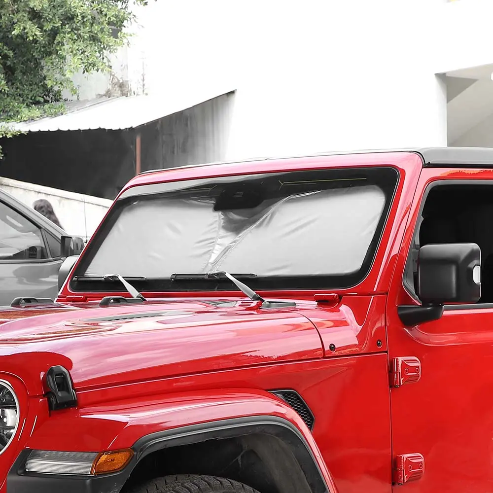 For Jeep Wrangler TJ JK JL JT Front Windshield Sunshade – UV Protection Heat Shield Visor for Car Interior - Image 3