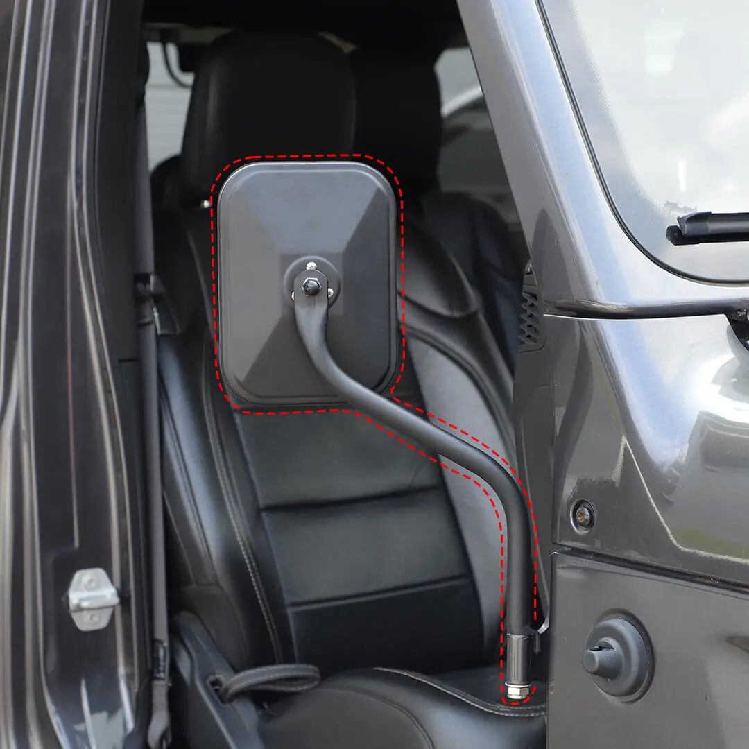 For Jeep Wrangler YJ/JK/JL/JT/TJ Exterior A-Pillar Hinge Square Mirror (2 pcs) - Image 4
