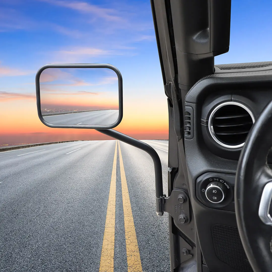 For Jeep Wrangler YJ/JK/JL/JT/TJ Exterior A-Pillar Hinge Square Mirror (2 pcs) - Image 6