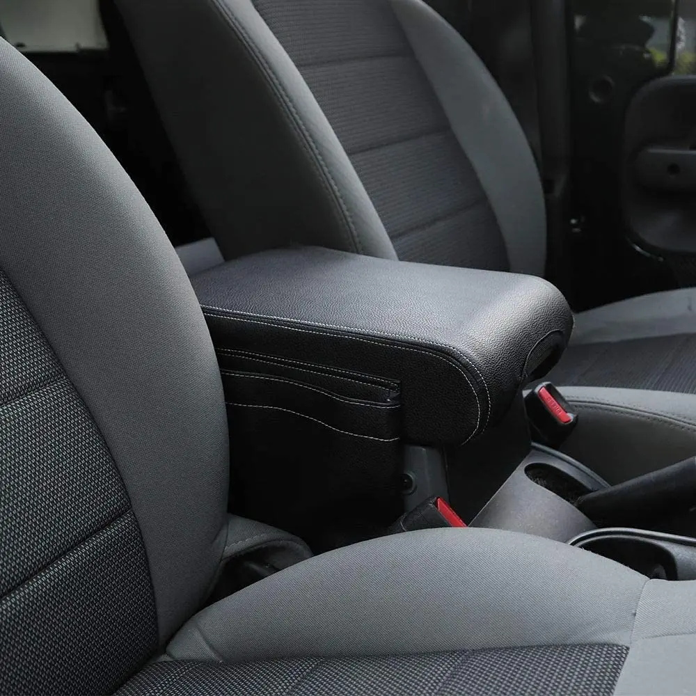 For 2007-2010 Jeep Wrangler JK JKU Center Console Armrest Pad Cover , with Storage Pockets - Image 3