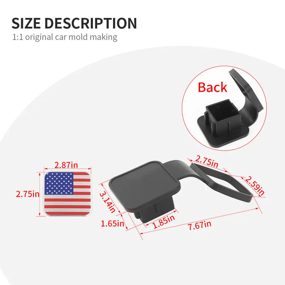 2" Trailer Hitch Cover with American Flag – Patriotic Tow Hitch Plug Insert Cap for 2 Inch Receivers, Fits Most Vehicles - Image 8