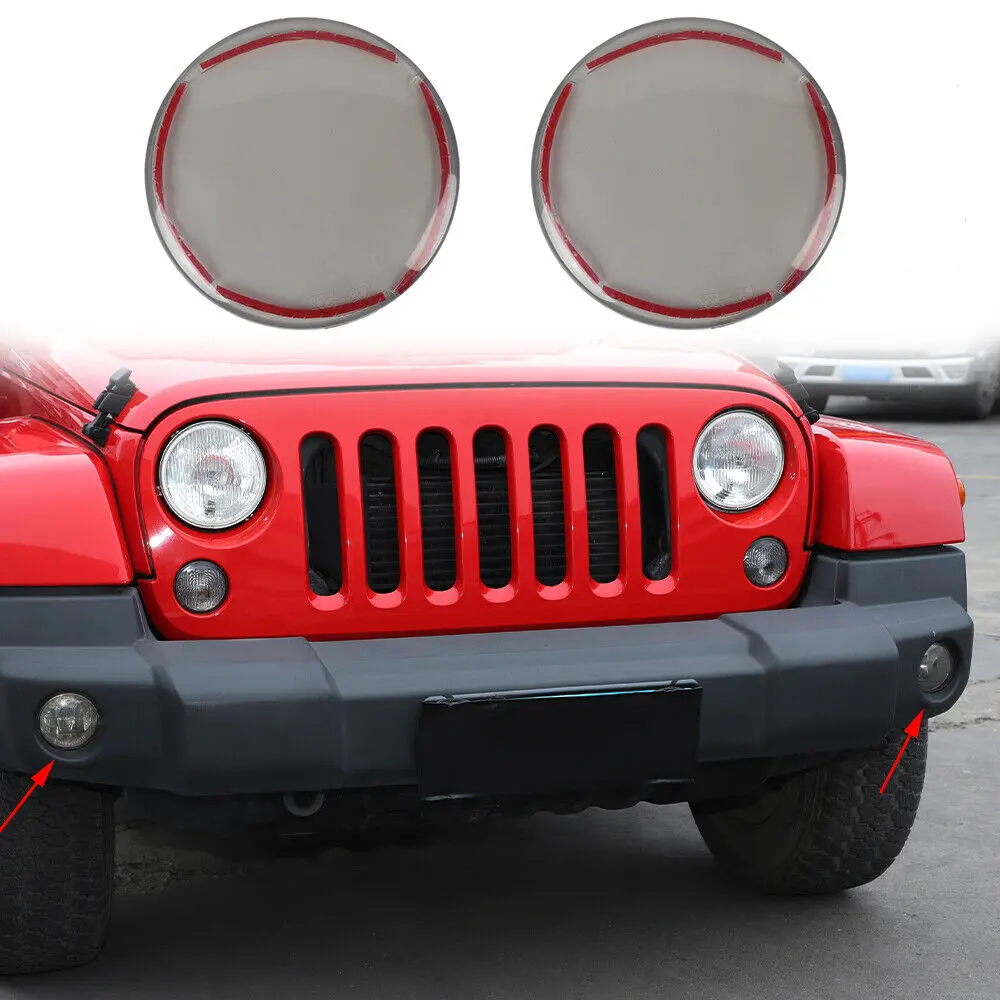 For Jeep Wrangler JK 2007-18 /Compass 08-10 /Patriot 11-16 Smoked Front Fog Lamp Light Cover Trim Blackened - Image 6