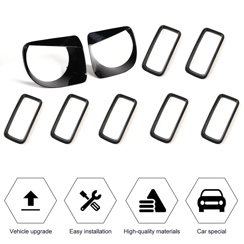 For 2019+ Jeep Renegade Front Grill Inserts & Headlight Bezels Angry Eyes Trim - Image 11