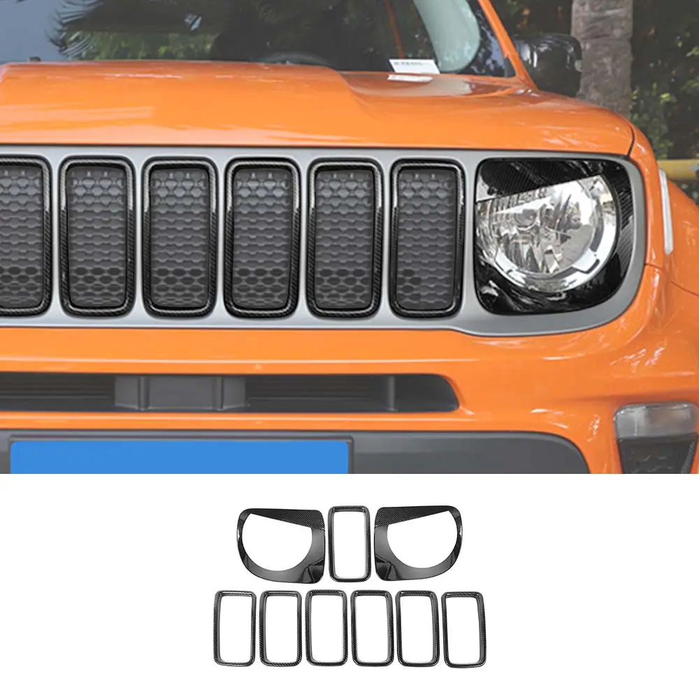 For 2019+ Jeep Renegade Front Grill Inserts & Headlight Bezels Angry Eyes Trim - Image 14