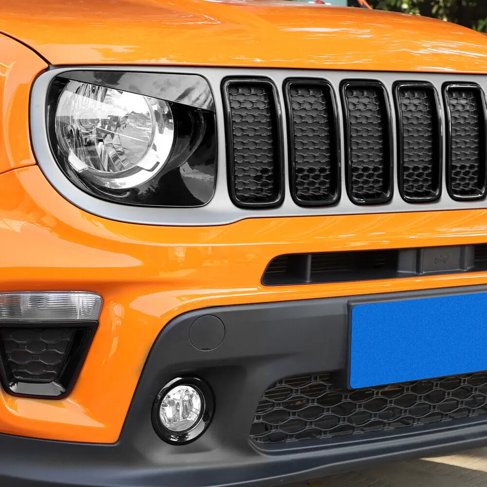 For 2019+ Jeep Renegade Front Grill Inserts & Headlight Bezels Angry Eyes Trim - Image 3