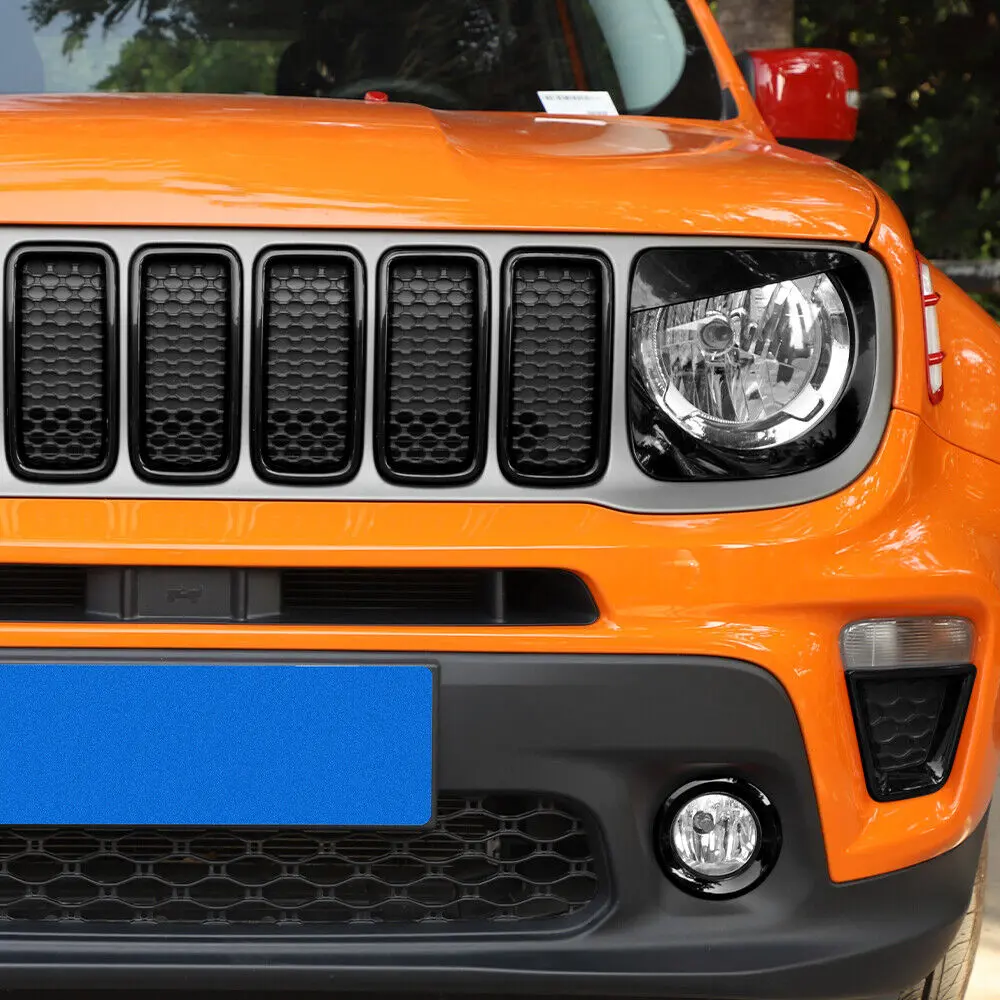 For 2019+ Jeep Renegade Front Grill Inserts & Headlight Bezels Angry Eyes Trim - Image 4
