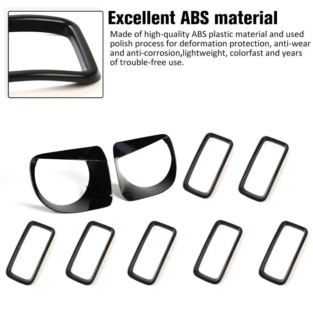 For 2019+ Jeep Renegade Front Grill Inserts & Headlight Bezels Angry Eyes Trim - Image 9