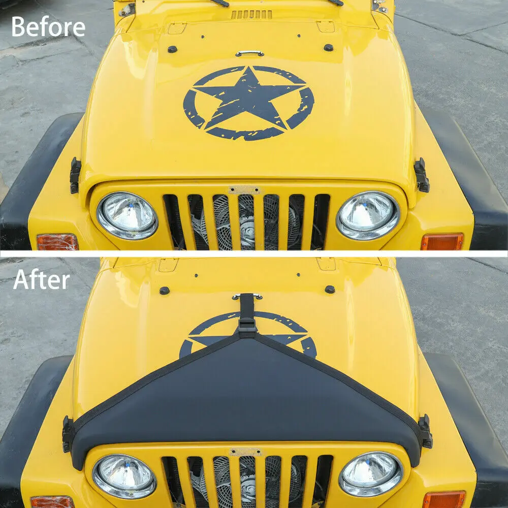 For 1997-2006 Jeep Wrangler TJ Front Hood Bra Cover T-Style Protector Decoration - Image 2