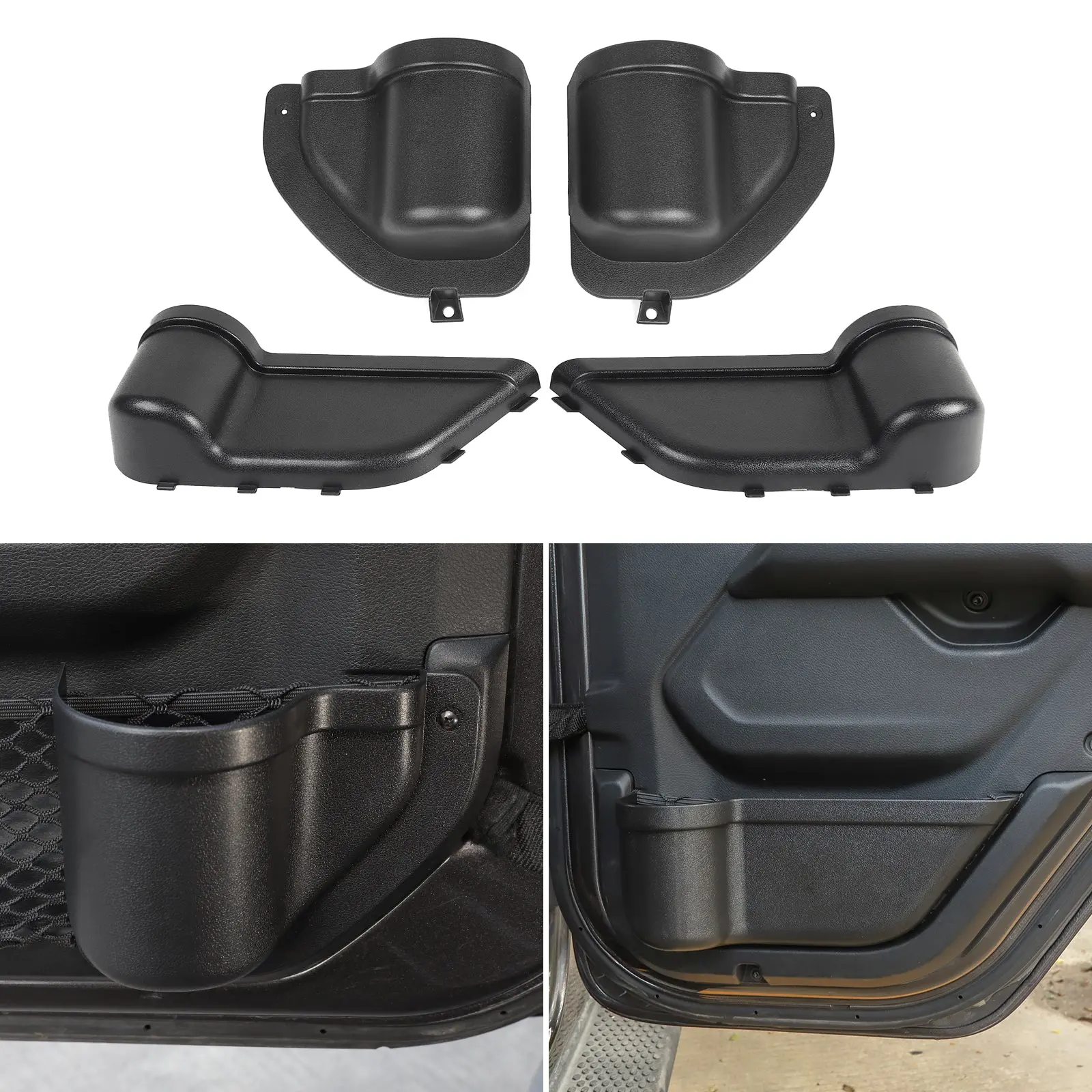 For 2018+ Jeep Wrangler JL Gladiator JT Front & Rear Door Net Replacement Door Pocket Map Storage Box Organizer Cup Holder - Image 2