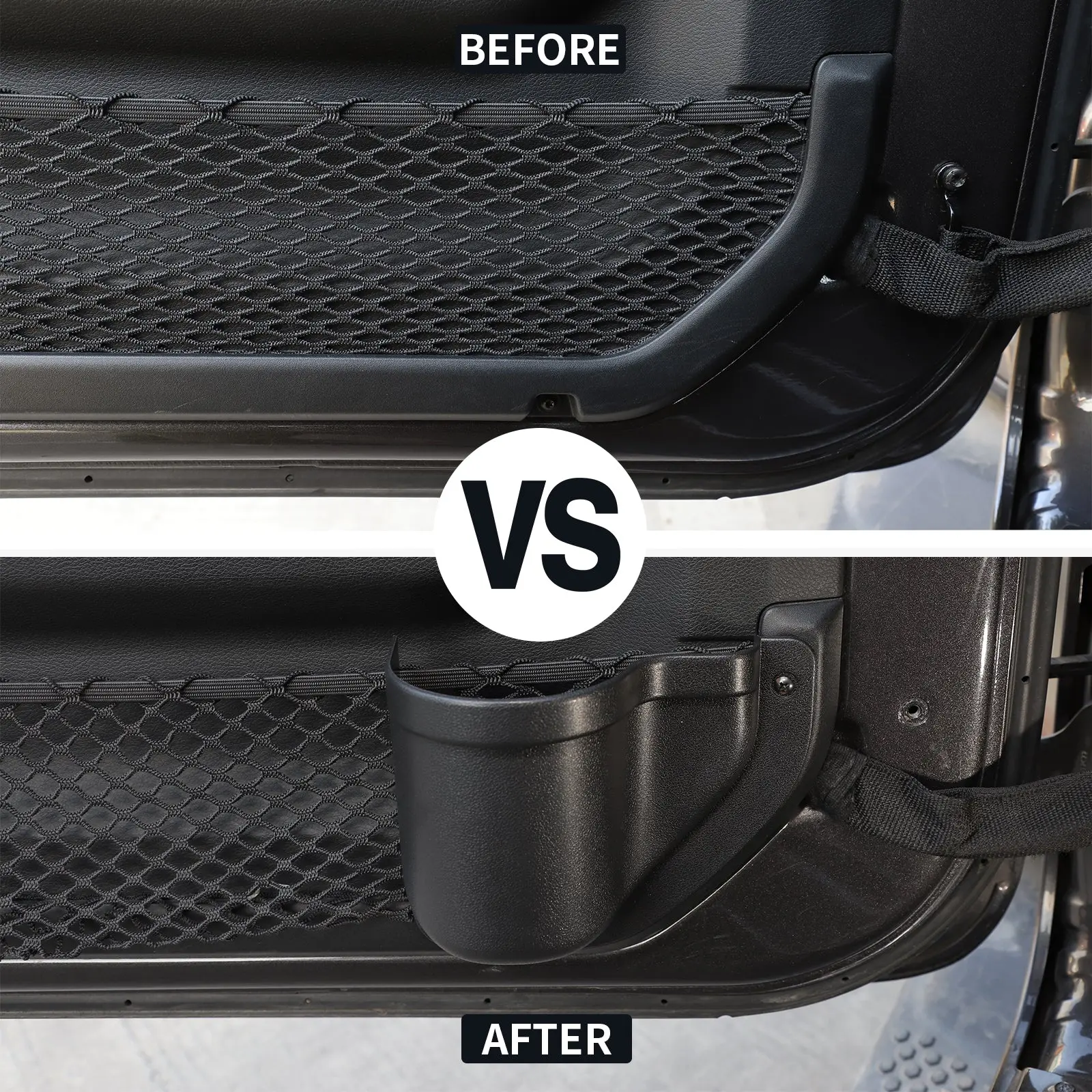 For 2018+ Jeep Wrangler JL Gladiator JT Front & Rear Door Net Replacement Door Pocket Map Storage Box Organizer Cup Holder - Image 3