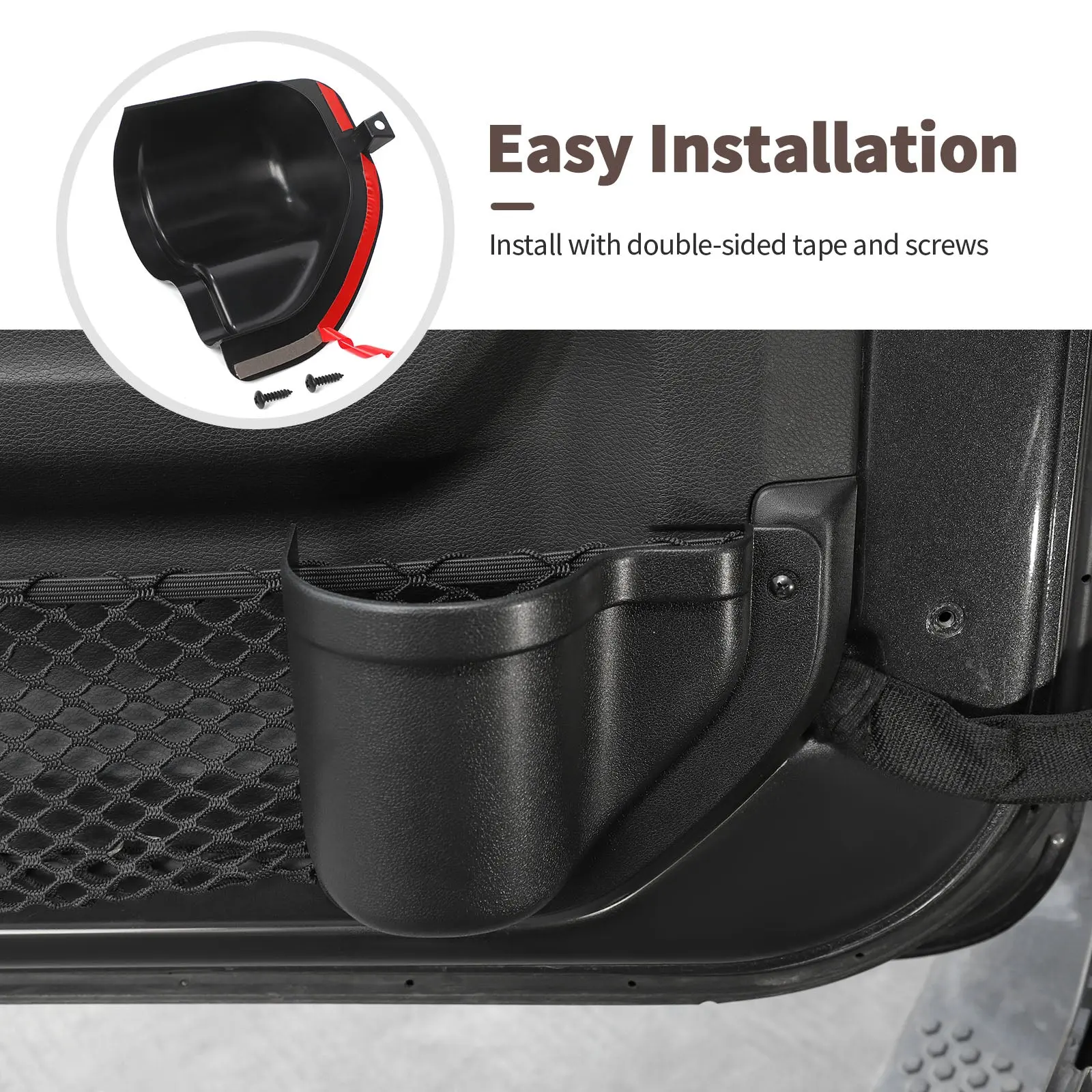 For 2018+ Jeep Wrangler JL Gladiator JT Front & Rear Door Net Replacement Door Pocket Map Storage Box Organizer Cup Holder - Image 8
