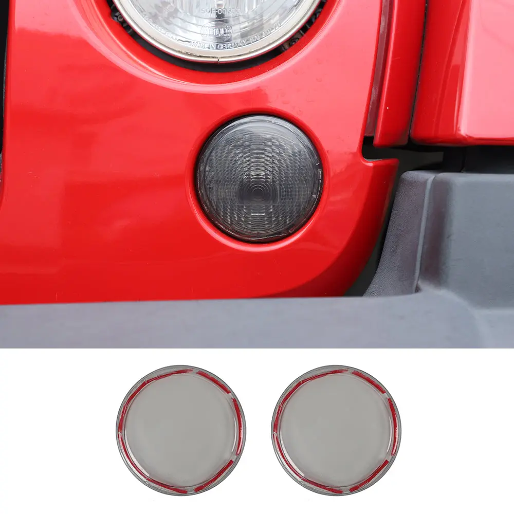 For 2007-2018 Jeep Wrangler JK Front Turn Signal Light Cover Trim Decor Smoked Black