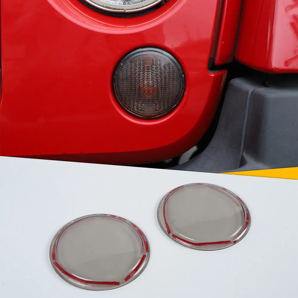 For 2007-2018 Jeep Wrangler JK Front Turn Signal Light Cover Trim Decor Smoked Black - Image 3