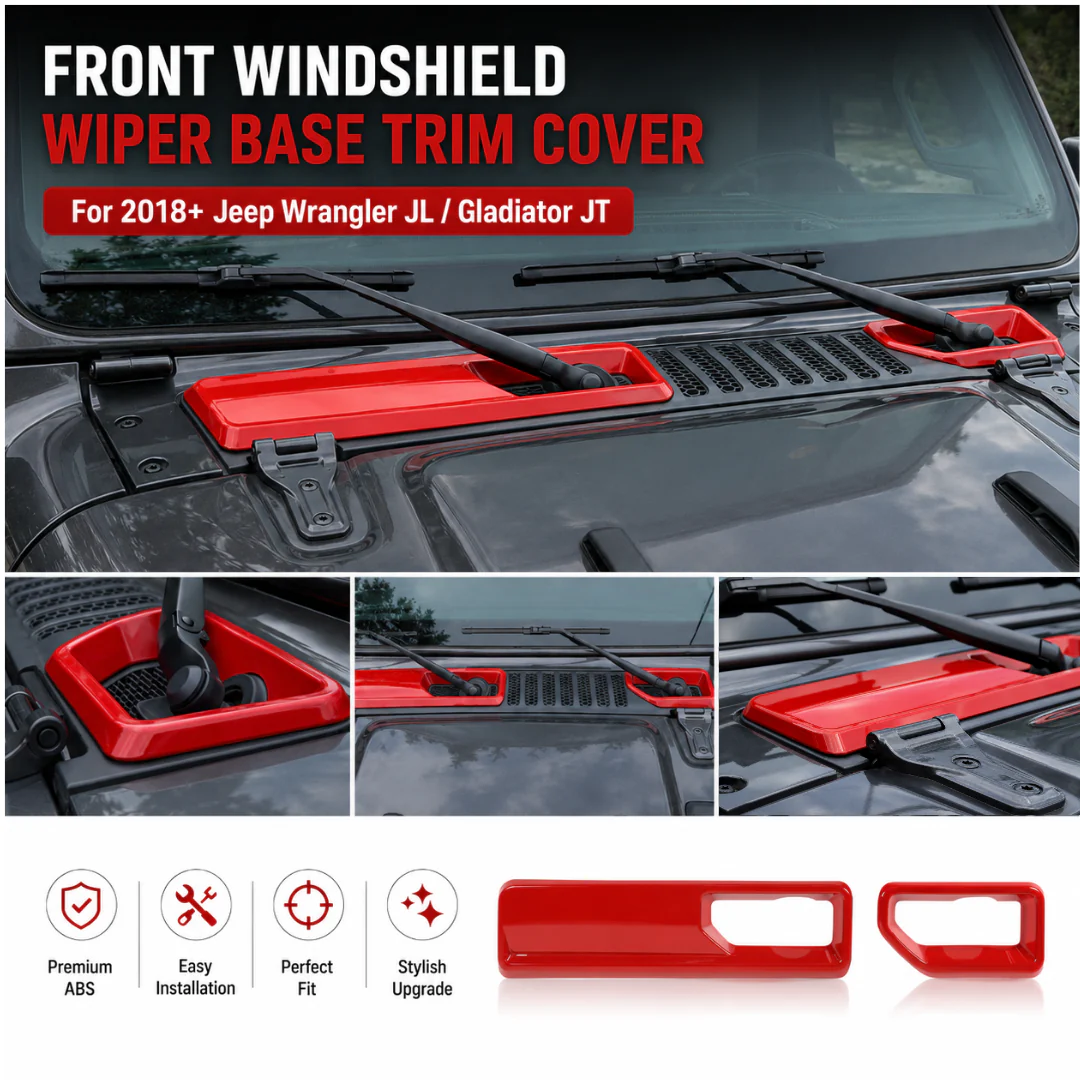 For 2018+ Jeep Wrangler JL Gladiator JT Front Windshield Wiper Base Trim Cover - Hood Accent - Image 9
