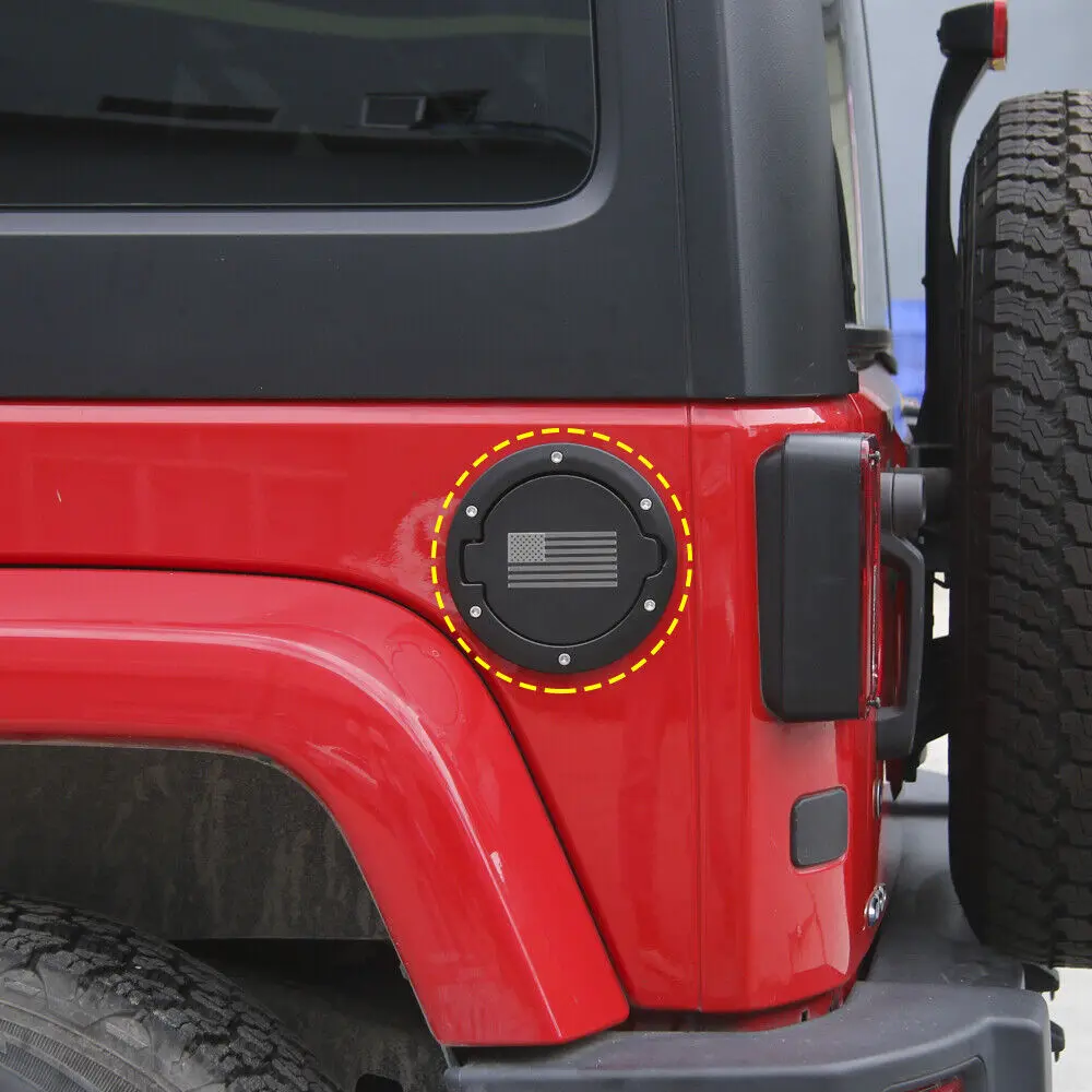 For 2007-2018 Jeep Wrangler JK Gas Tank Cap Fuel Door Cover Trim - Image 2