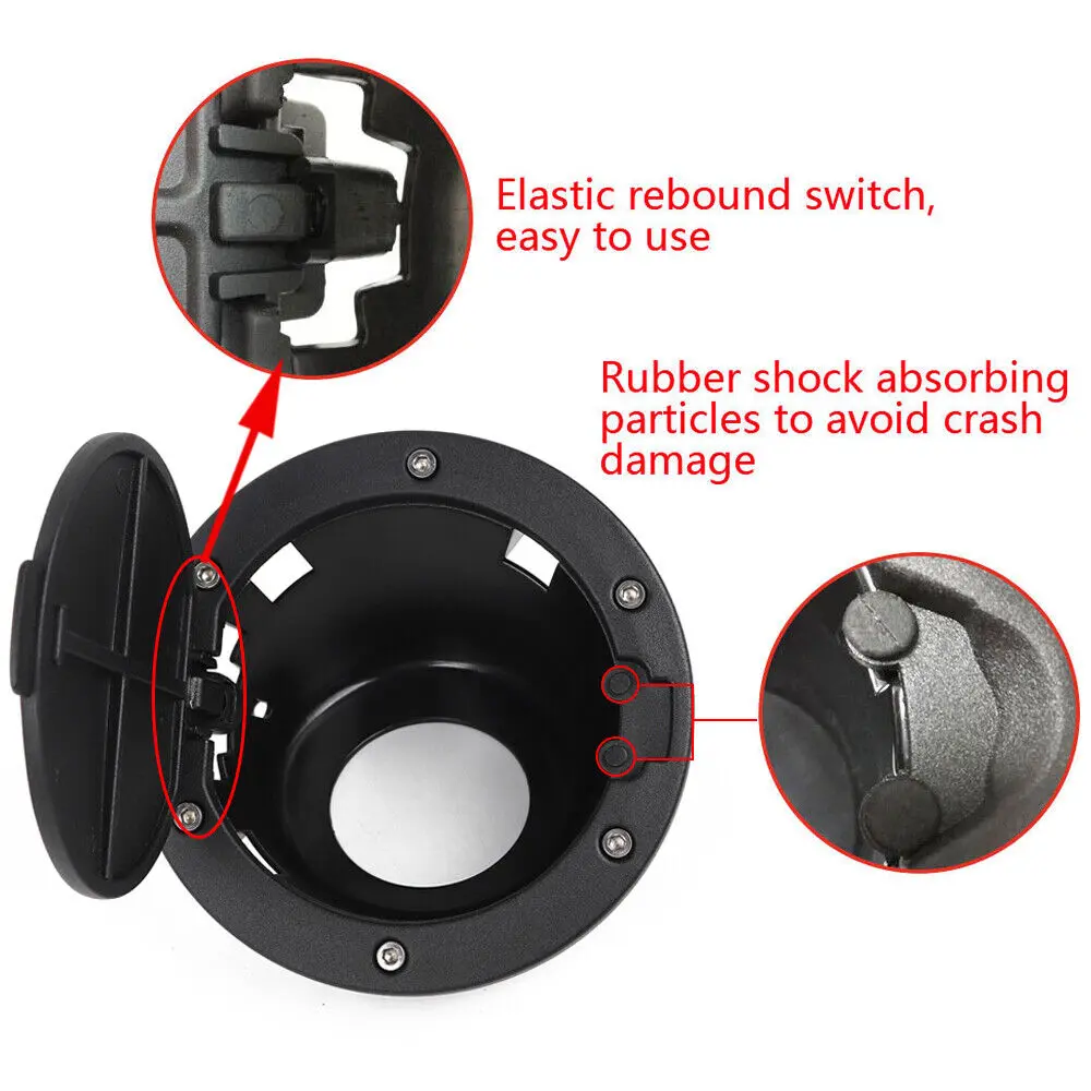 For 2007-2018 Jeep Wrangler JK Gas Tank Cap Fuel Door Cover Trim - Image 4
