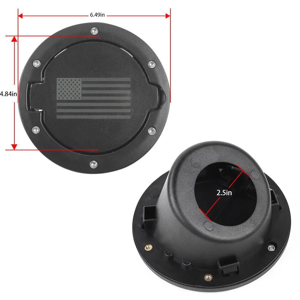 For 2007-2018 Jeep Wrangler JK Gas Tank Cap Fuel Door Cover Trim - Image 5