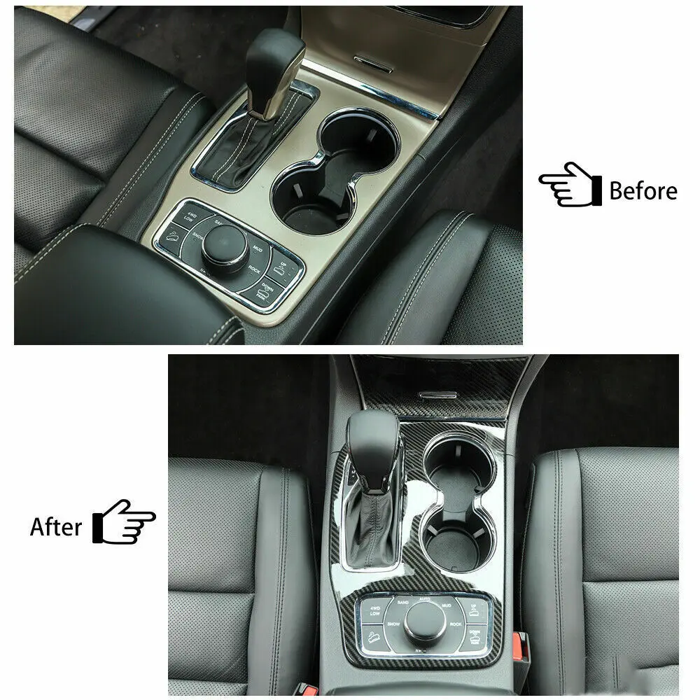 For 2014-2016 Jeep Grand Cherokee WK2 Center Gear Shift Panel Cover Trim Soft Carbon Fiber - Image 2