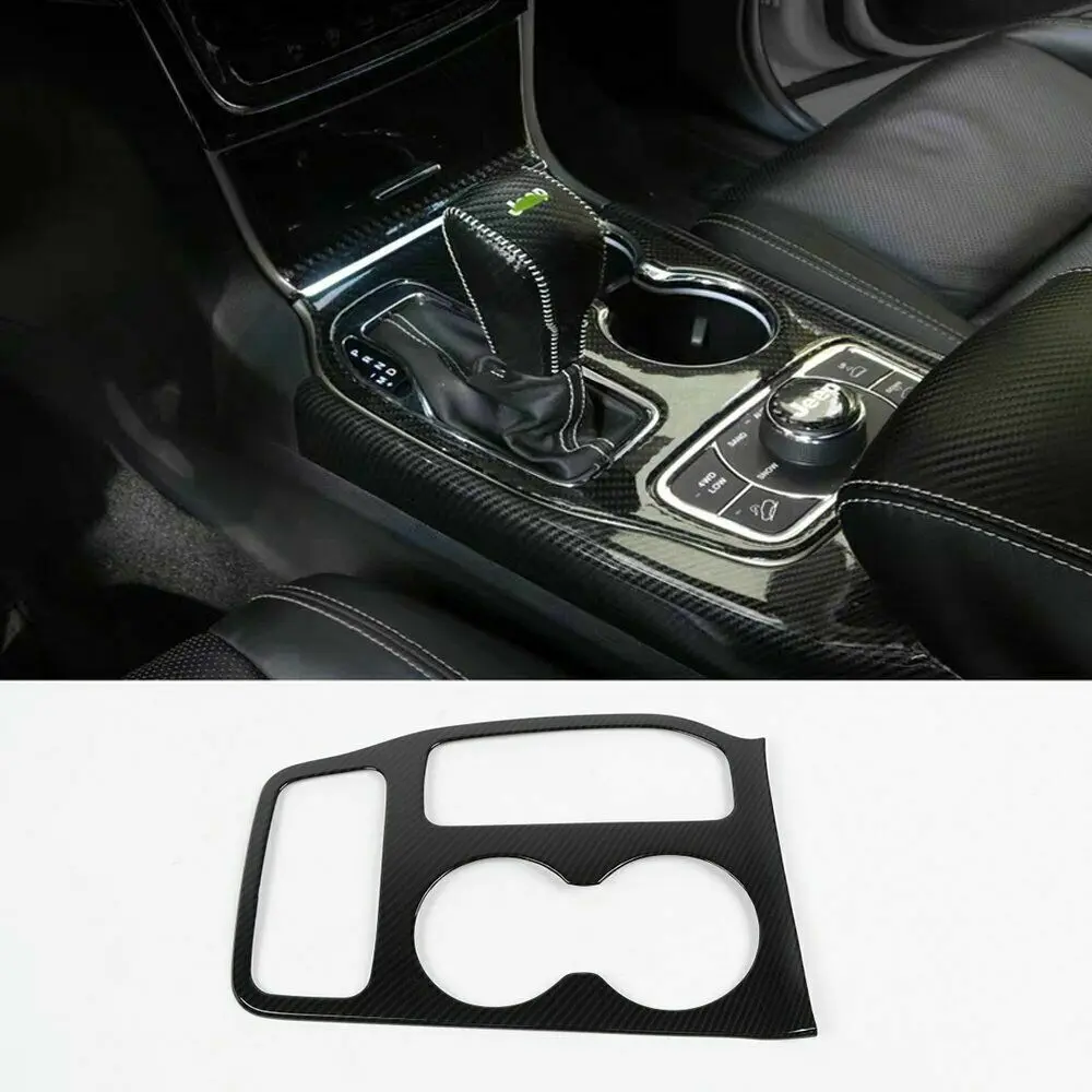 For 2014-2016 Jeep Grand Cherokee WK2 Center Gear Shift Panel Cover Trim Soft Carbon Fiber - Image 3
