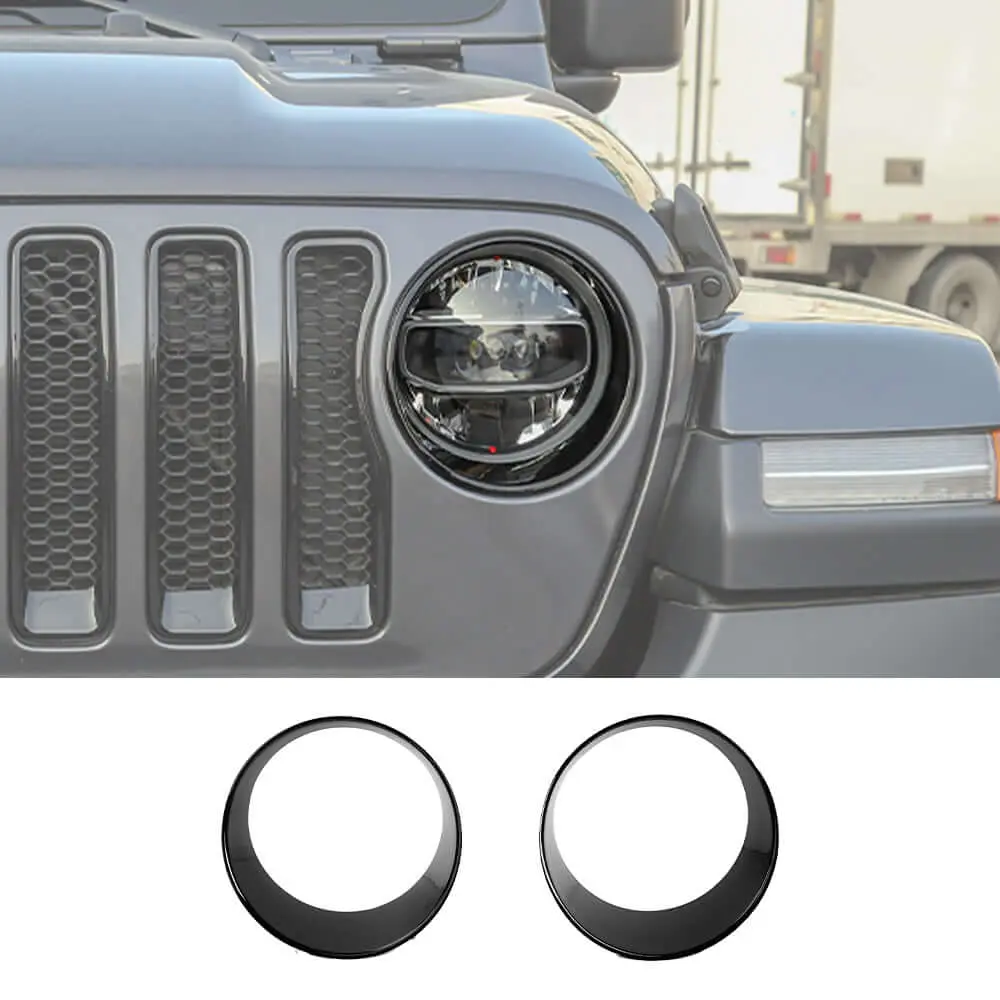 For 2018-2023 Jeep Wrangler JL & Gladiator JT Sport Front Headlight Bezels Trim - Image 12