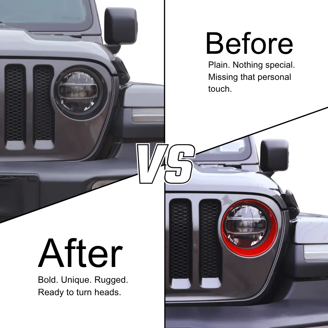 For 2018-2023 Jeep Wrangler JL & Gladiator JT Sport Front Headlight Bezels Trim - Image 3