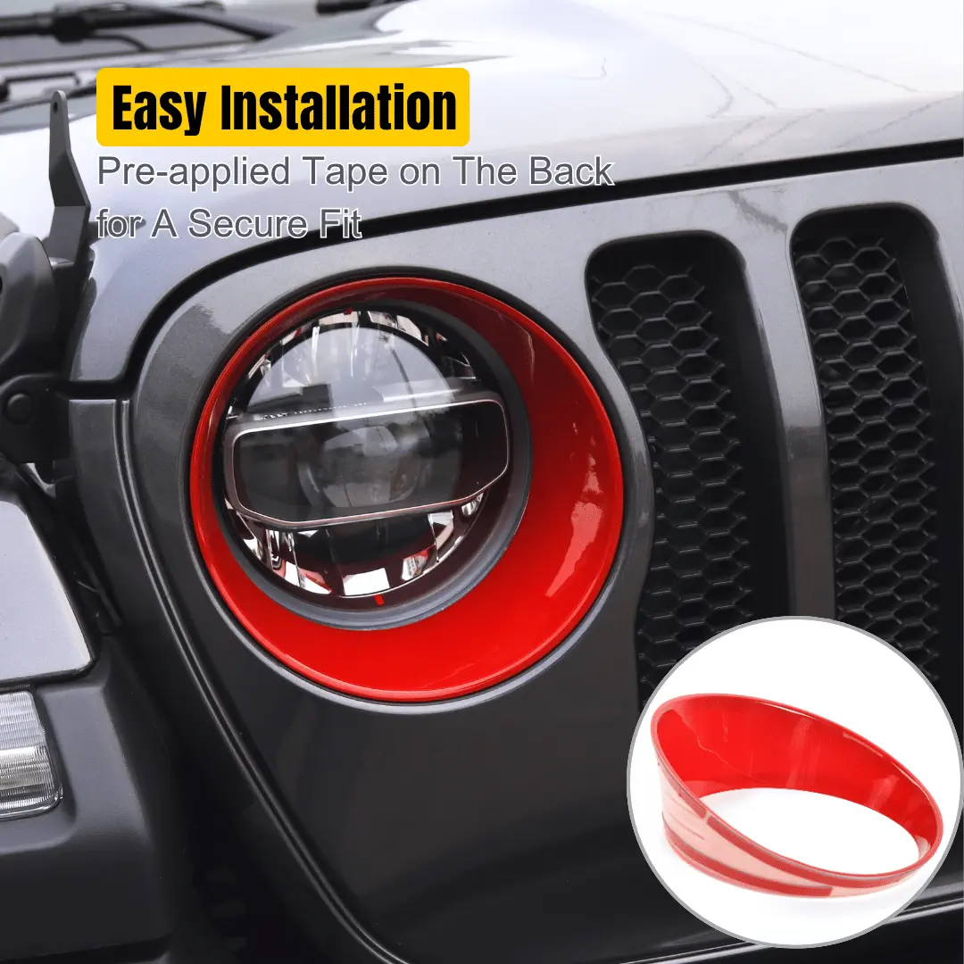 For 2018-2023 Jeep Wrangler JL & Gladiator JT Sport Front Headlight Bezels Trim - Image 4