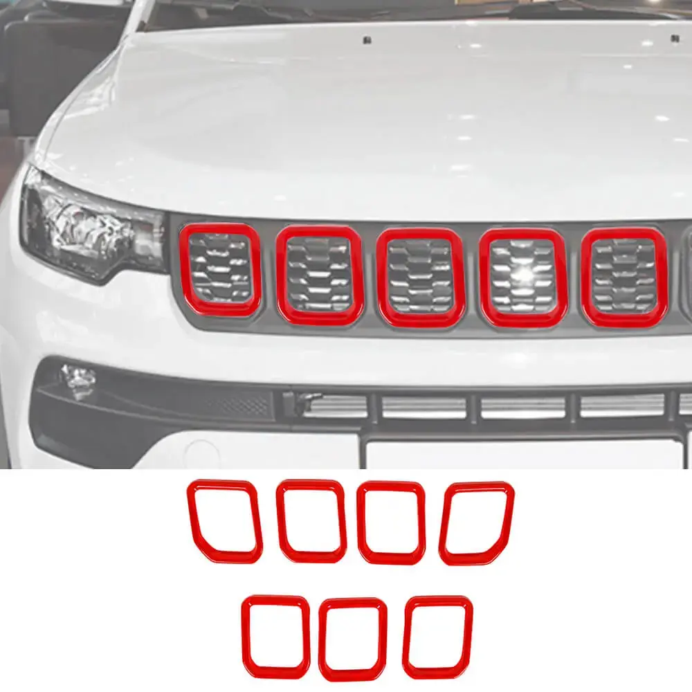 For 2022+ Jeep Compass 7 x Front Grille Grill Insert Cover Trim - Image 12