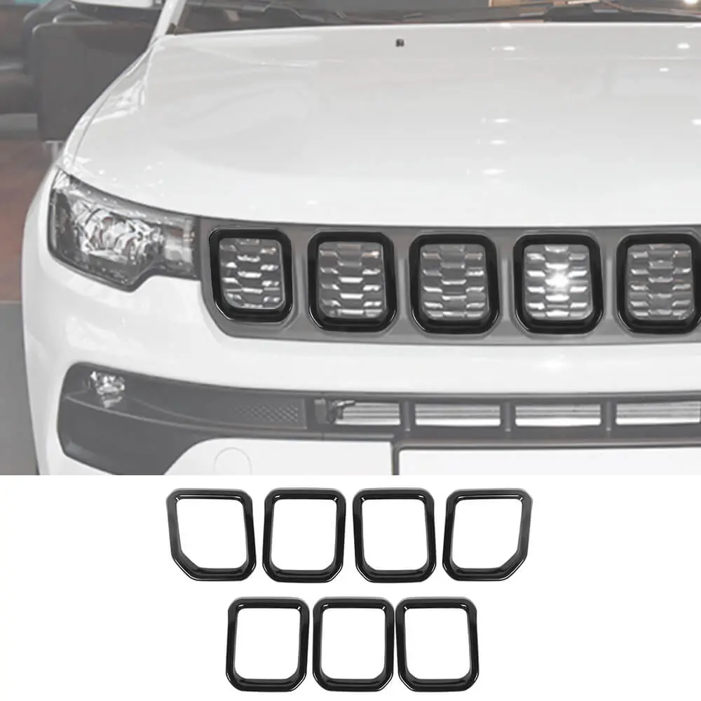 For 2022+ Jeep Compass 7 x Front Grille Grill Insert Cover Trim - Image 13