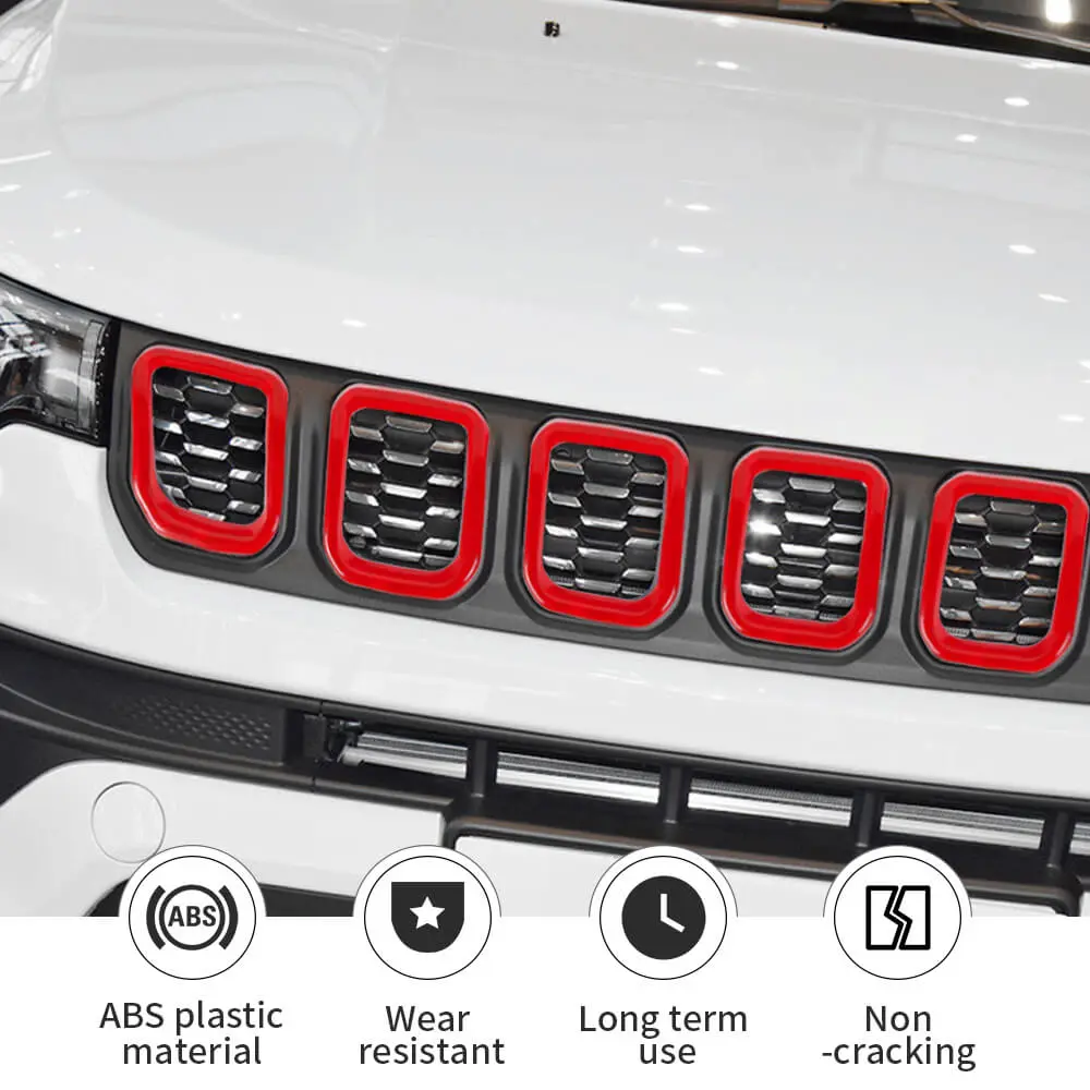 For 2022+ Jeep Compass 7 x Front Grille Grill Insert Cover Trim - Image 7